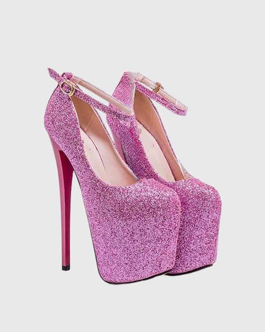 Bea Sparkle Strap Platform Pumps In Pink