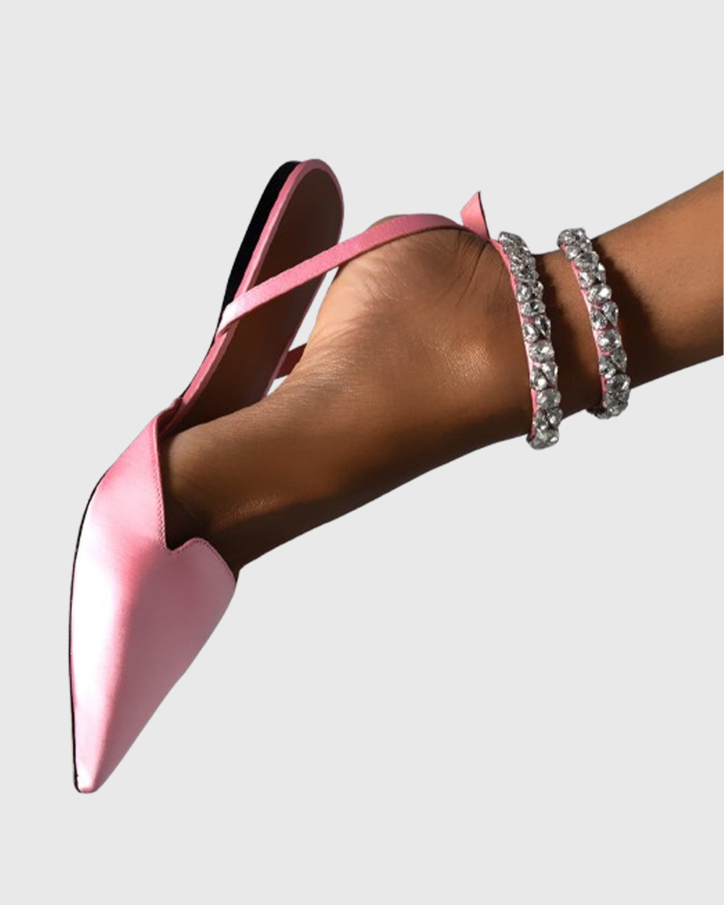 Bice Rhinestone Embellished Strap Flats In Pink