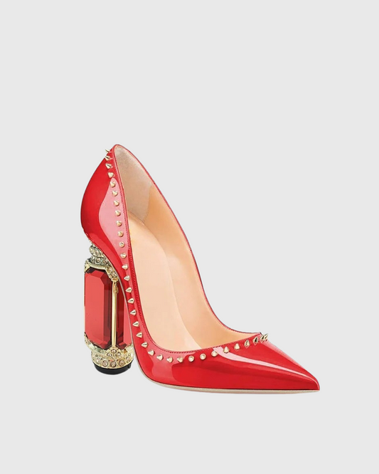 Blythe Rivet Diamond Heels In Red