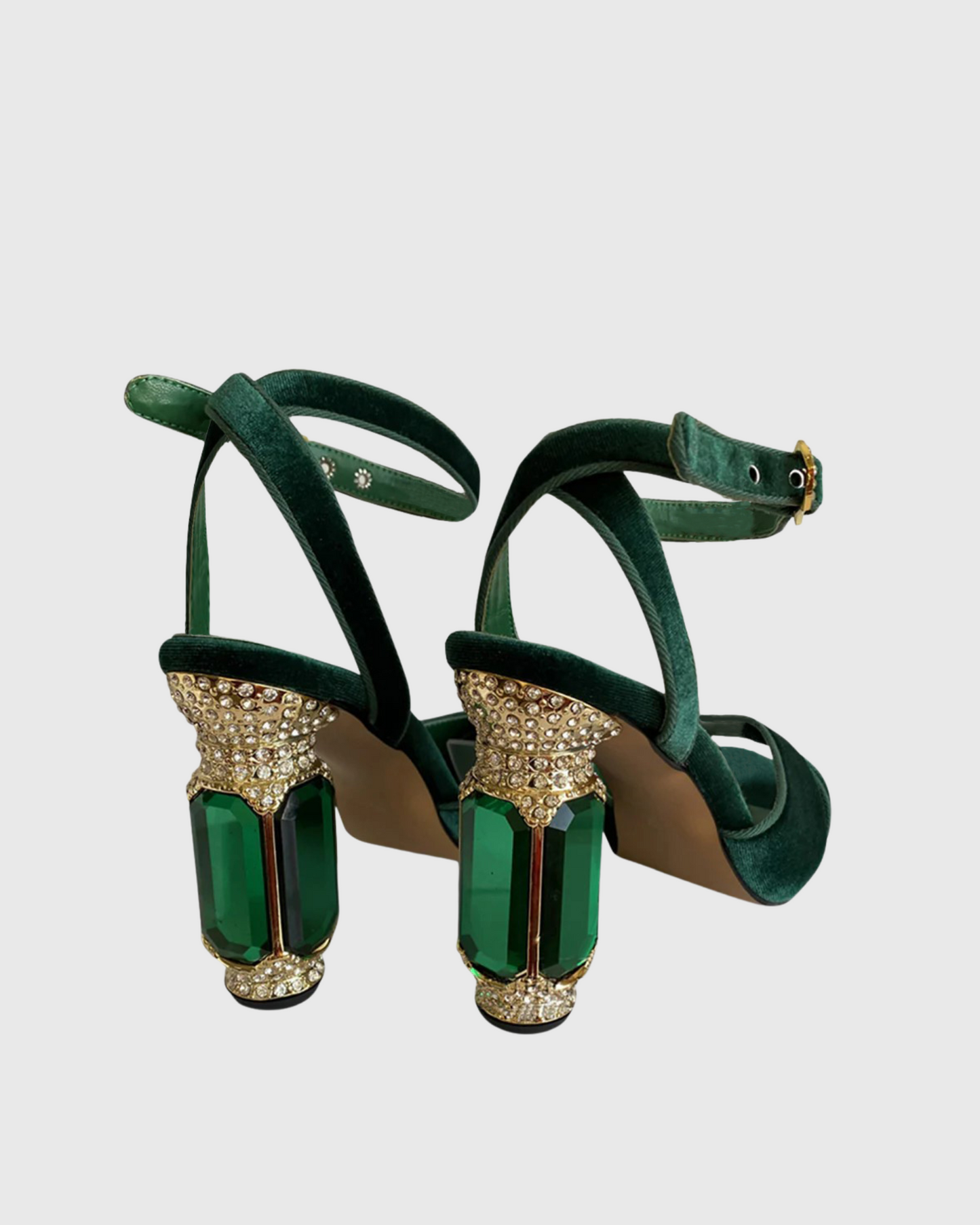 Blythe Velvet Vintage Sandals In Green