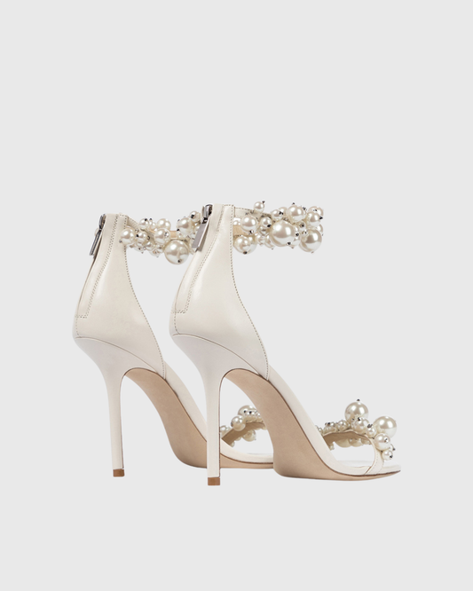 Buffy Pearl Strap Sandals In White