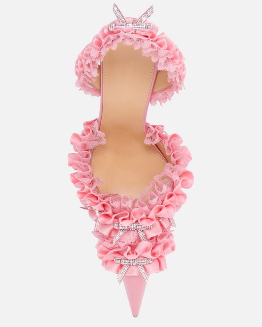 Caro Bow Embellished Satin Slingback Pumps