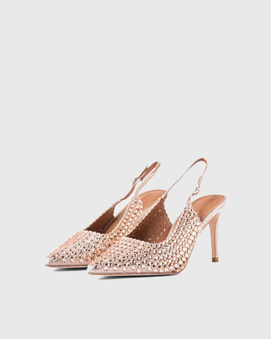 Carolina Rhinestone Slingback Pumps In Champagne