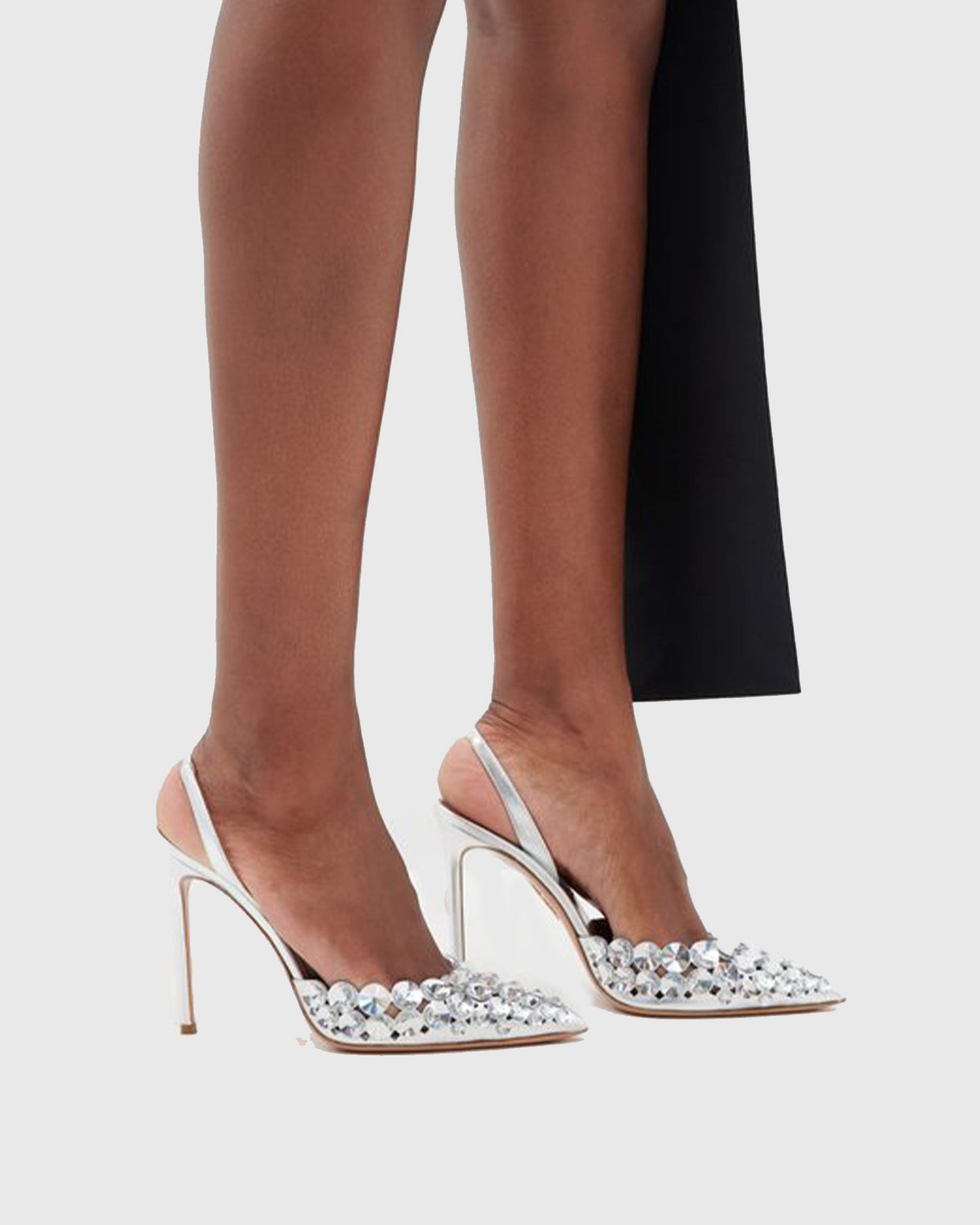 Carolina Rhinestone Slingback Pumps In Silver