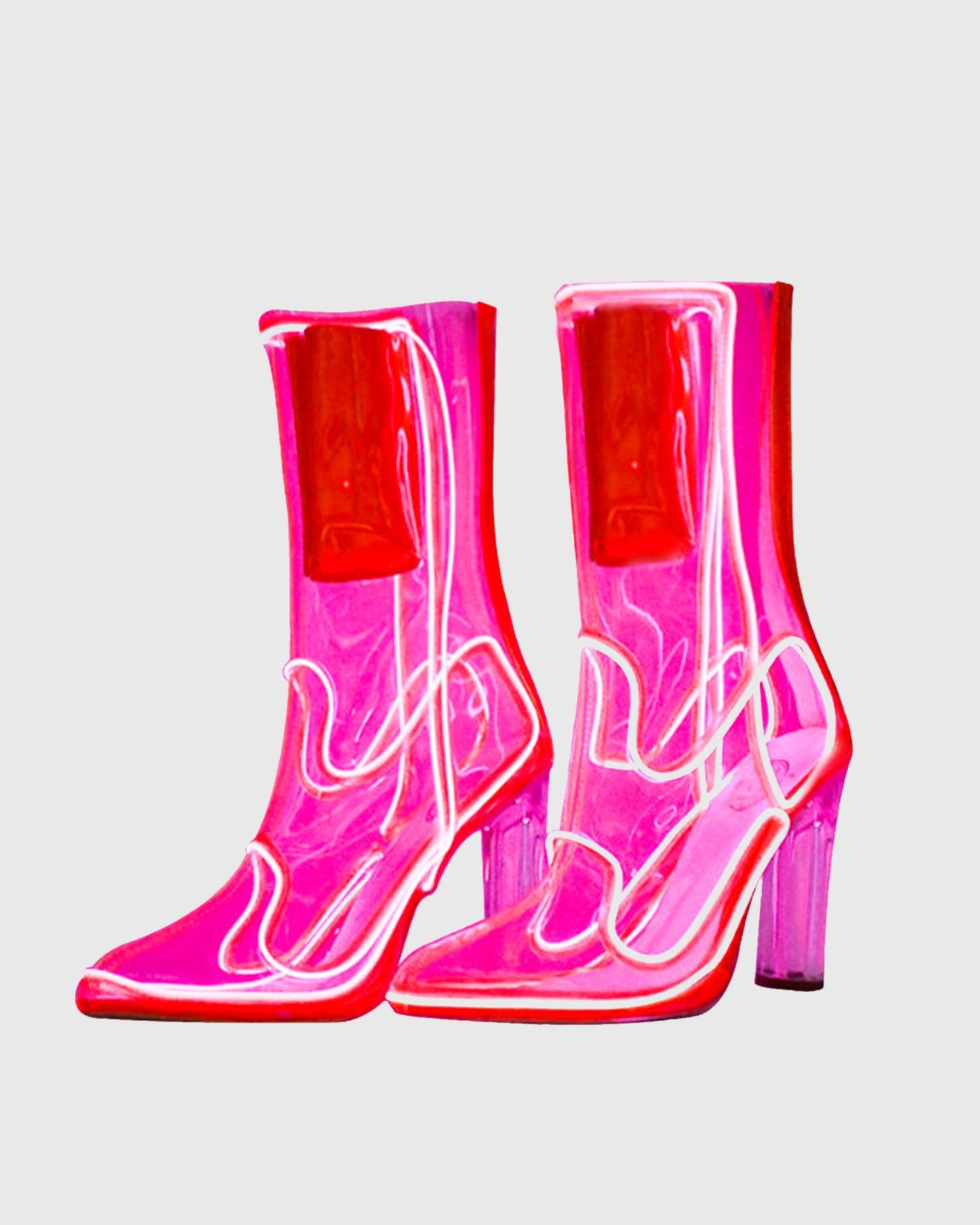 Celeste LED PVC Mid Calf Boots In Hot Pink