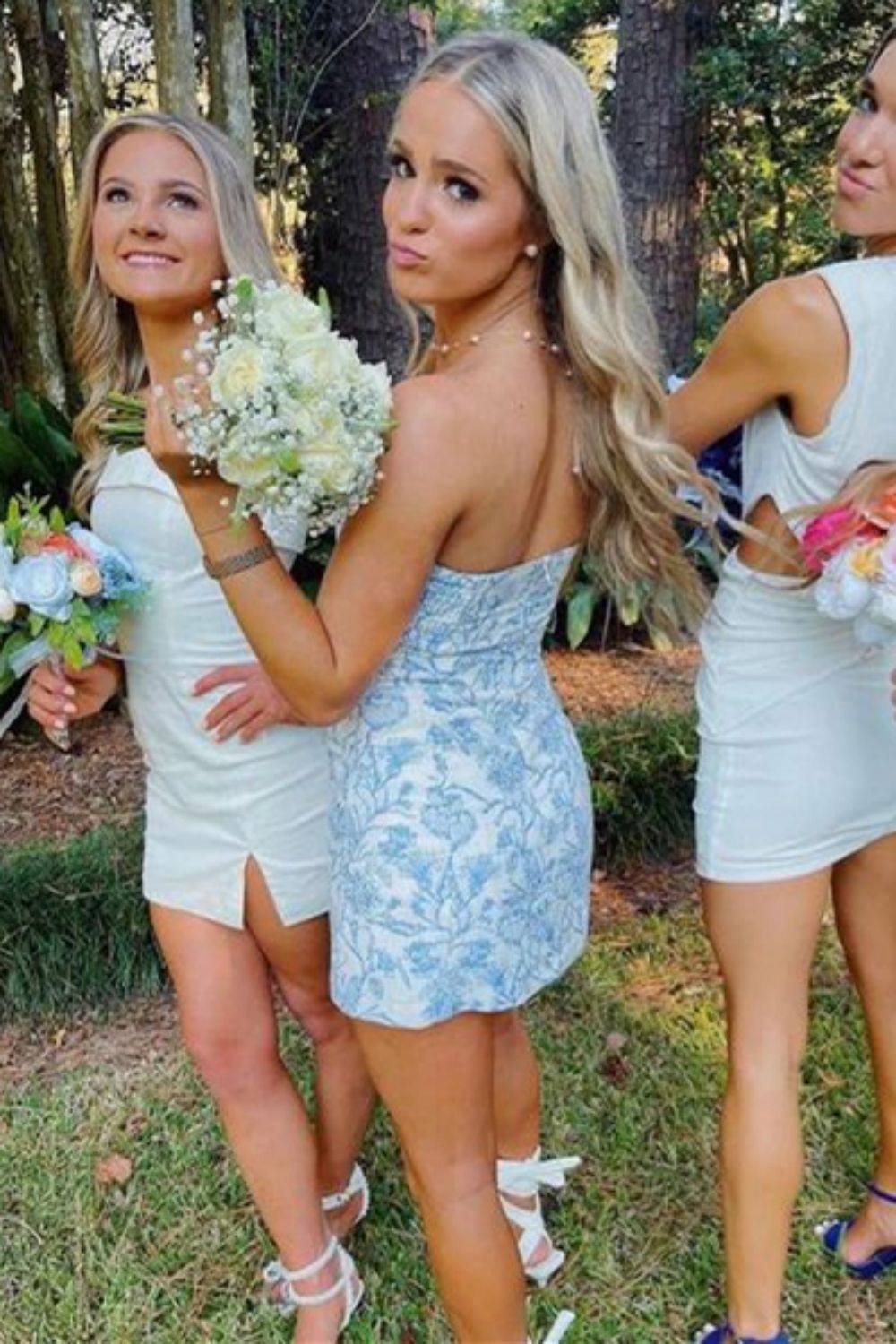 Trendy Light Blue Strapless Short Homecoming Dress in Sheath Style