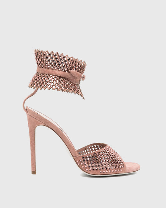 Colombina Rhinestone Cutout Strap Sandals In Pink