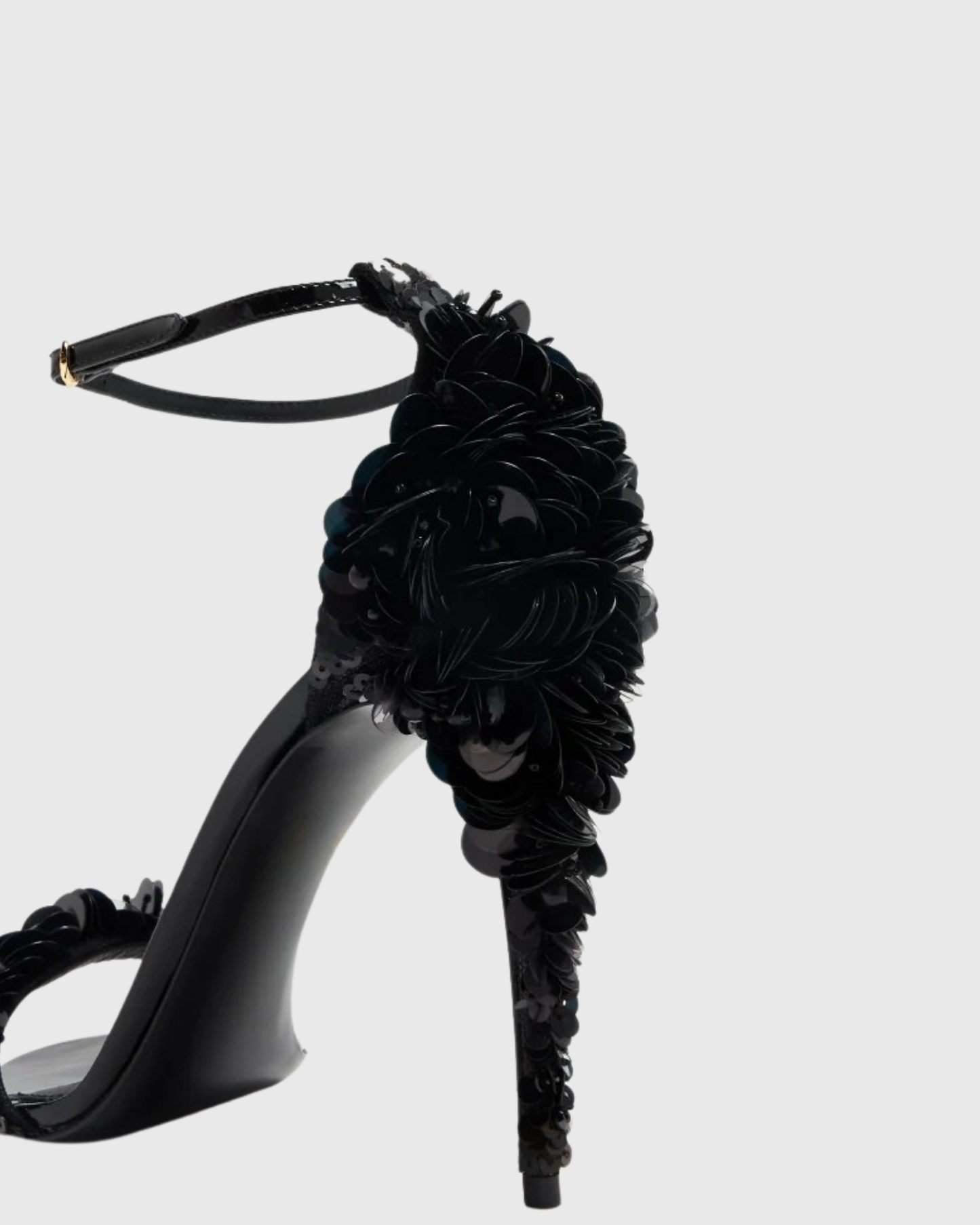 Cornelia Flower Sequin Strap Sandals In Black