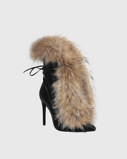 Kaia Faux Fur Ankle Boots In Black