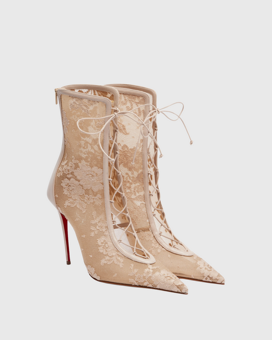 Darryl Lace Ankle Boots In Natural