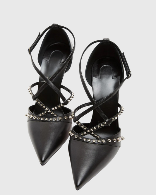 Dash Rivet Cross Pumps In Black
