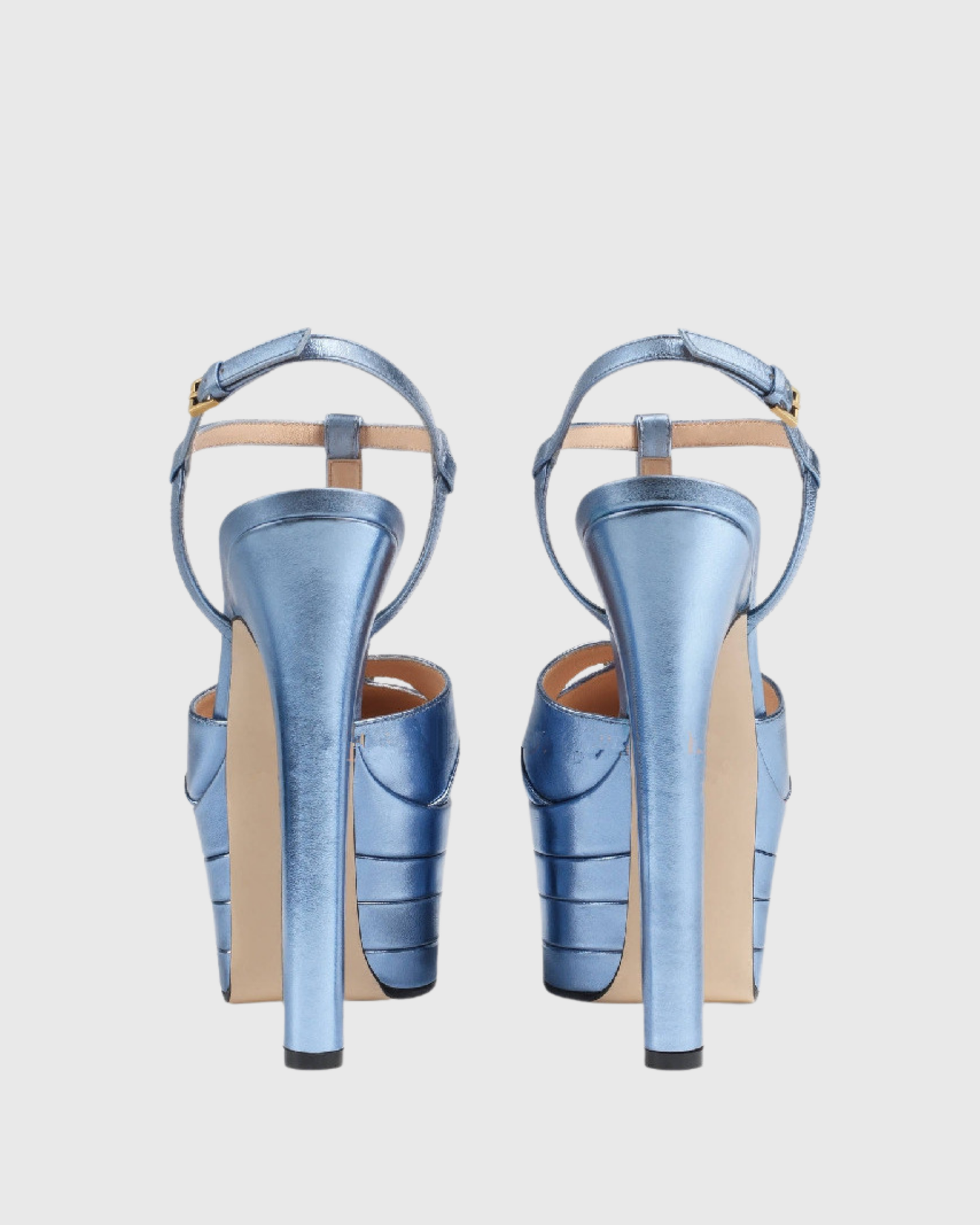 Dionisia Rivet Strap Platform Heels In Blue