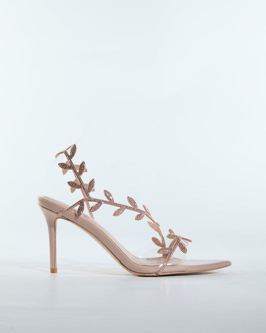 Ealar Rhinestone Leaf Slingback Sandals In Blush