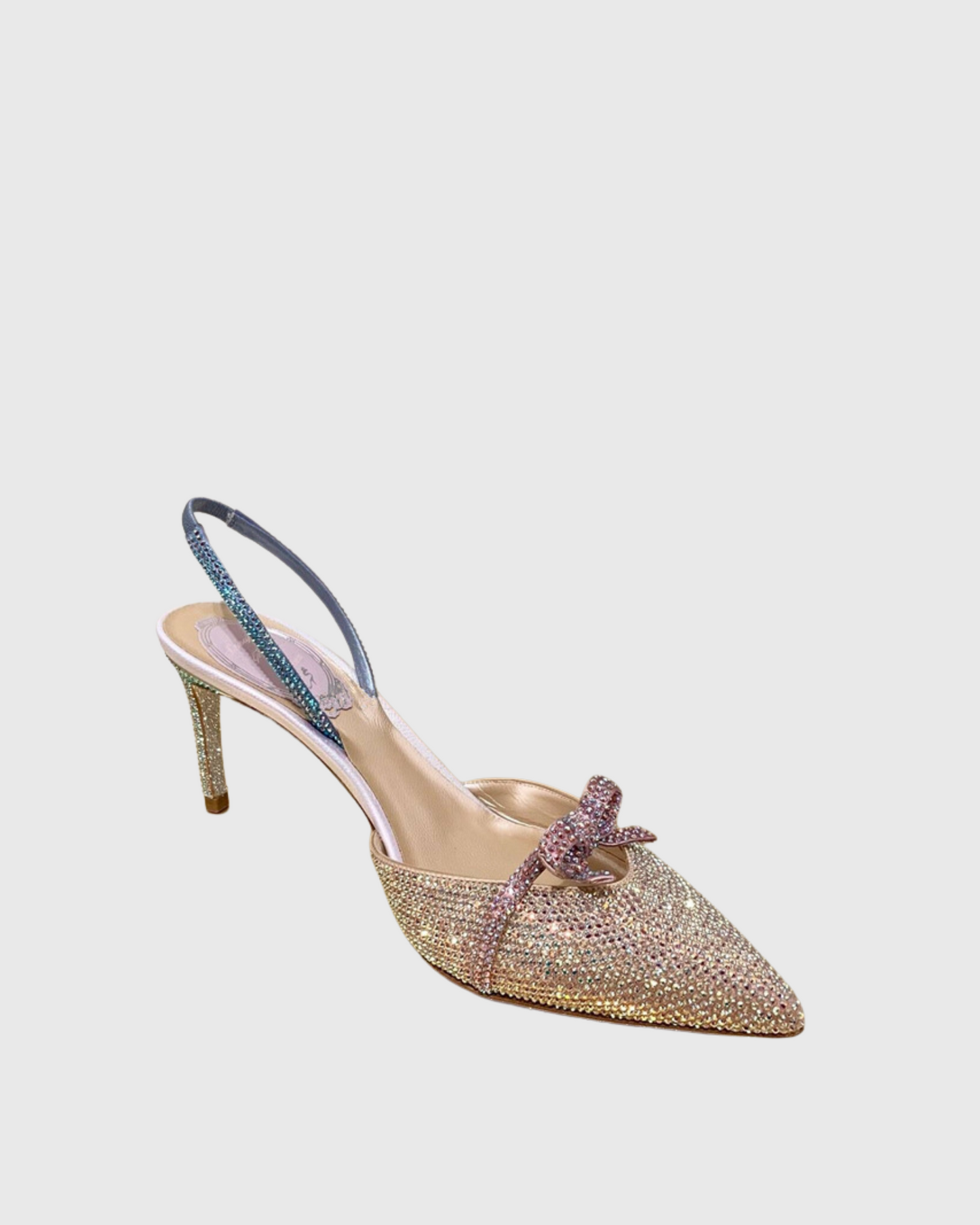 Easton Bow Rhinestone Slingback Pumps In Champagne