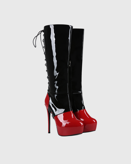 Eavan Splicing Platform Lace Up Boots