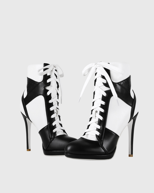 Ebba Splicing Lace Up Ankle Boots