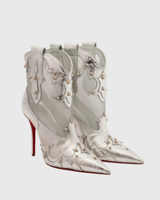 Eda Rivet Leather Mesh Splicing Ankle Boots