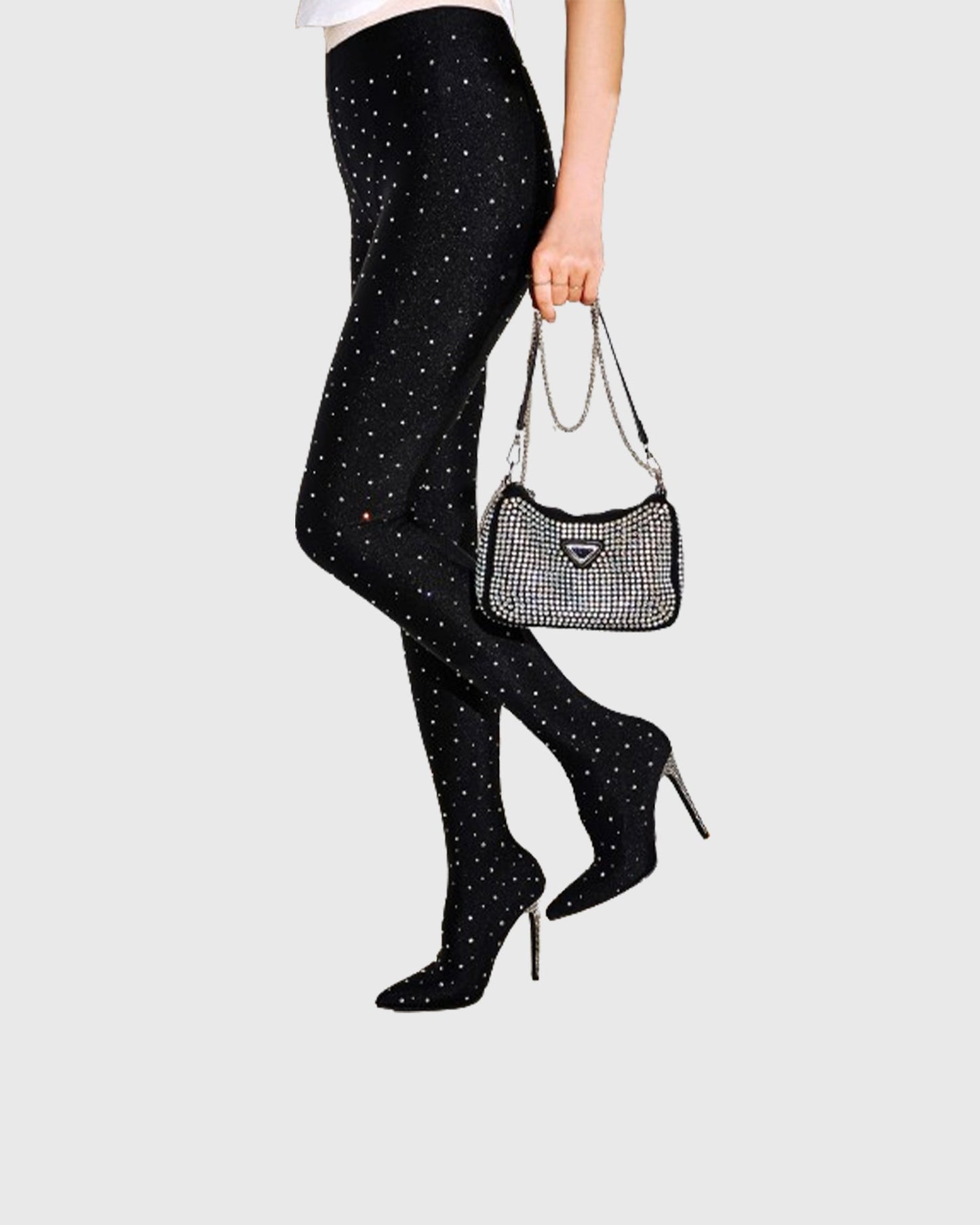 Editta Rhinestone Pantaleggings In Black