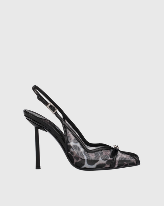 Egypt Leopard Print Mesh Pumps In Black