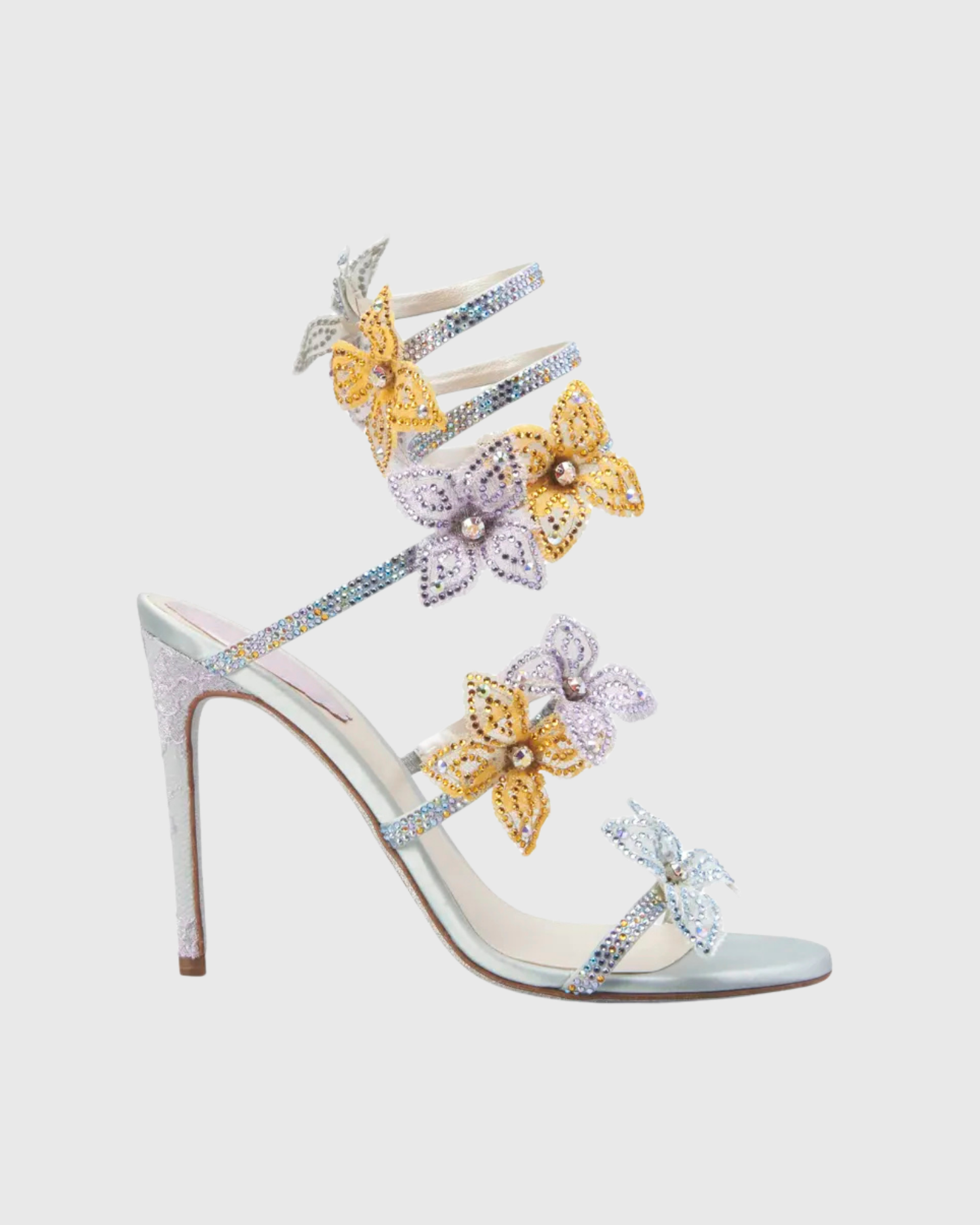 Elisa Flower Embellished Snake Sandals In Mint