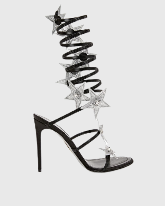 Elisa Star Snake Sandals In Black