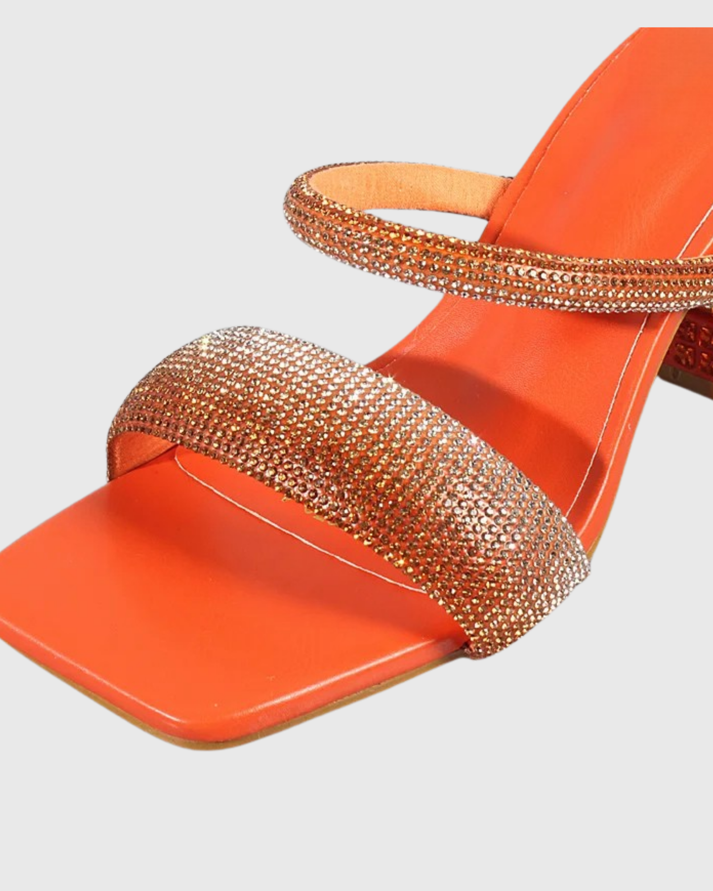 Elyse Rhinestone Geometric Heels In Orange
