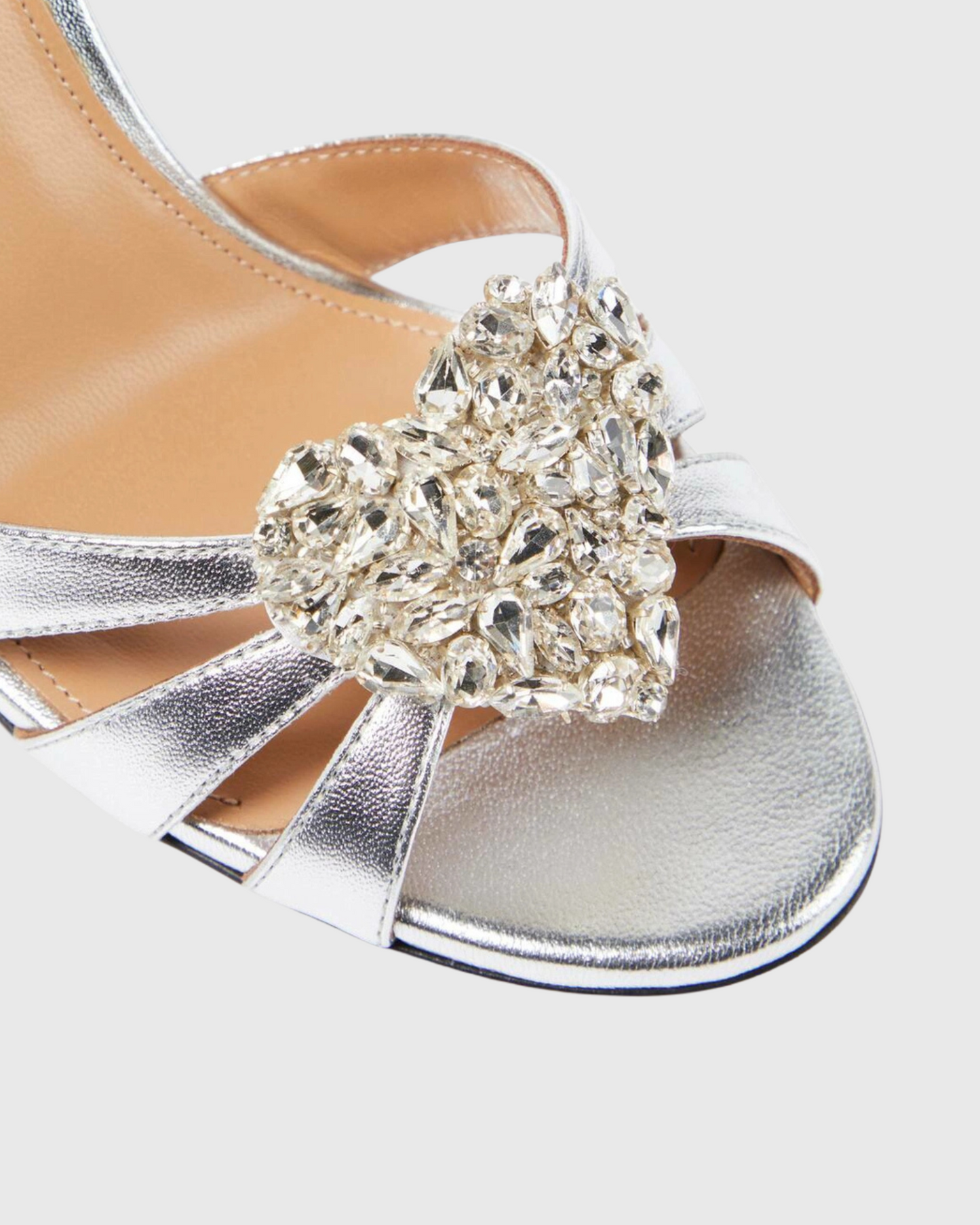 Emilee Rhinestore Heart Sandals In Silver