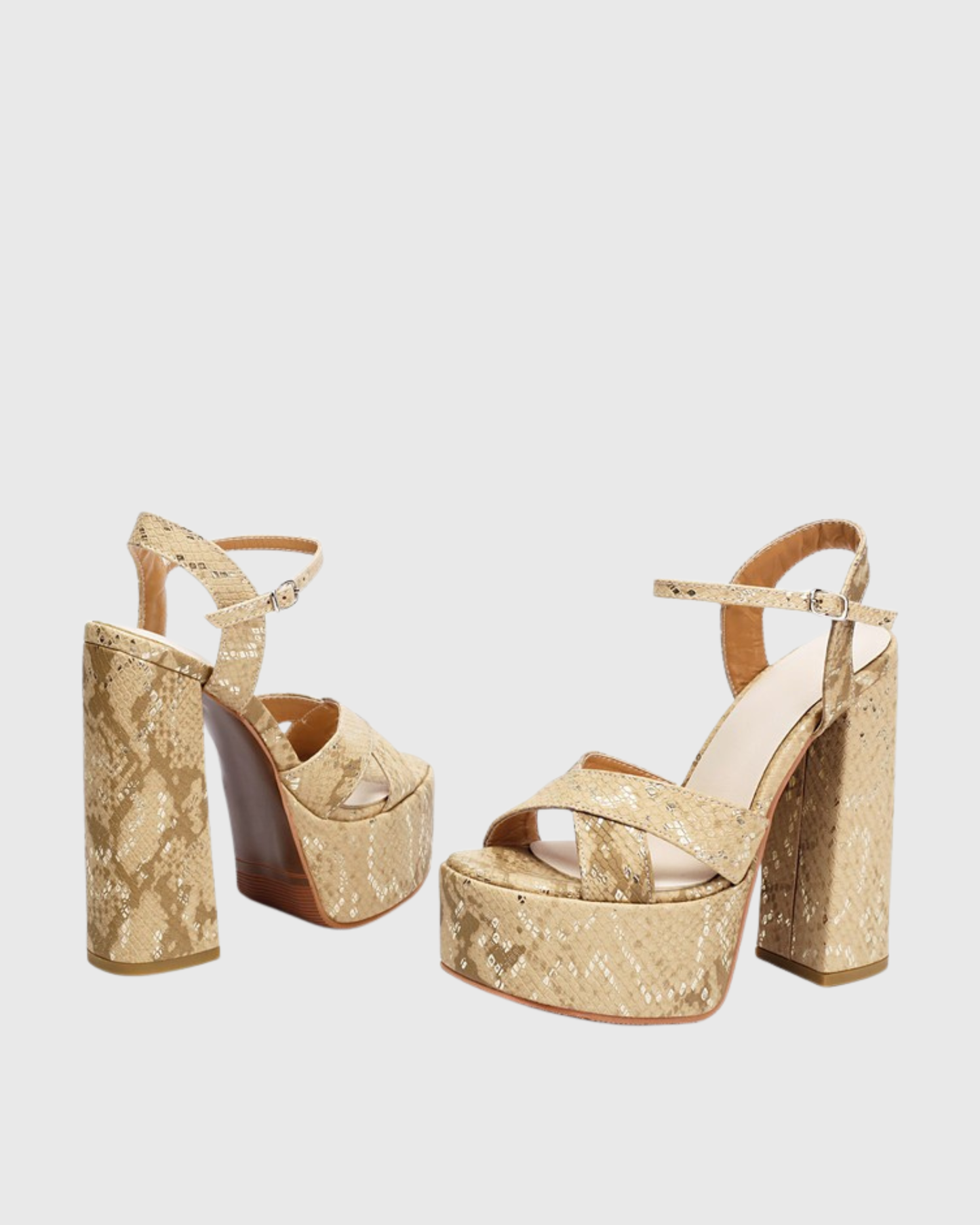 Faas Snake Texture Platform Sandals In Gold