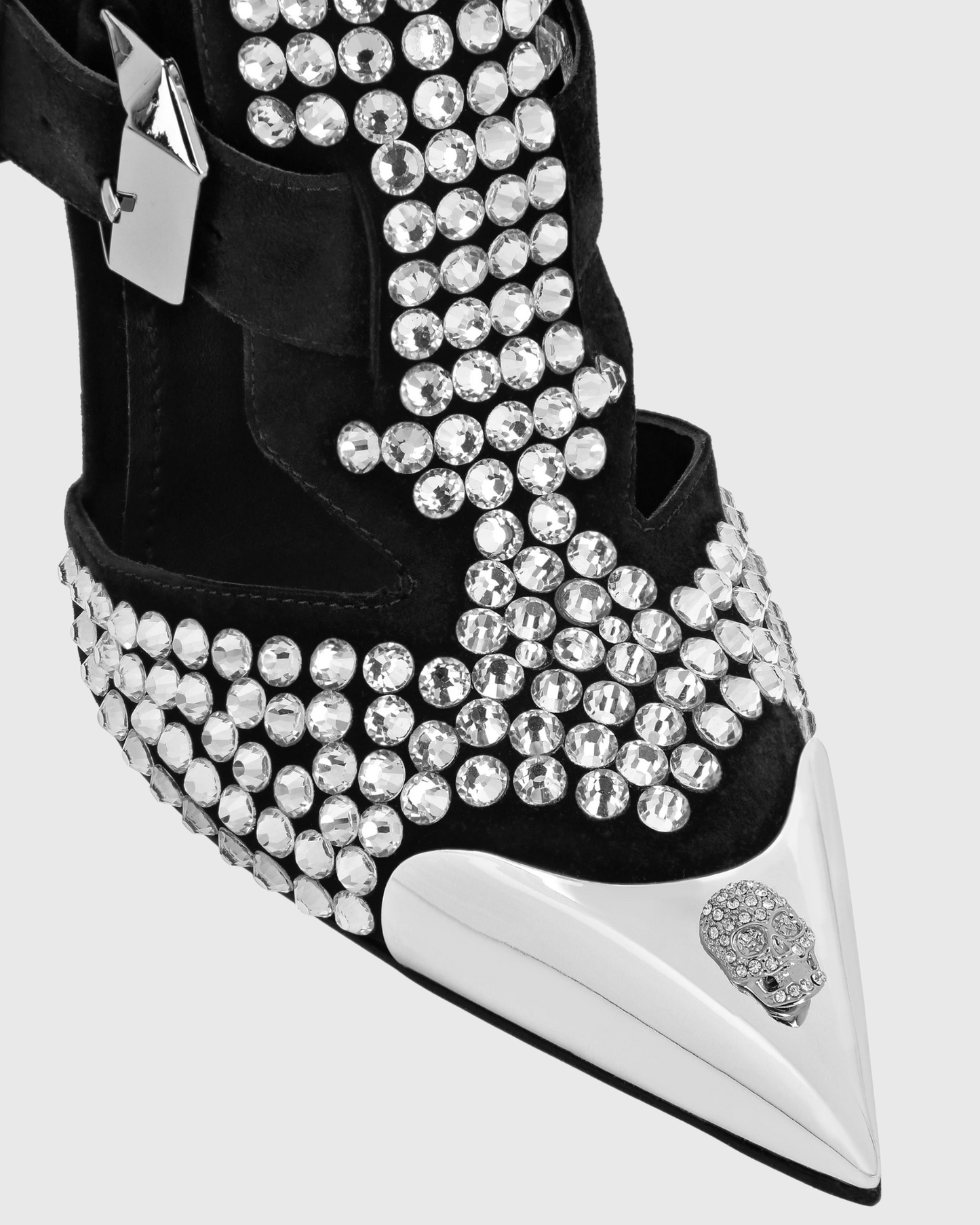 Fabian Silver Rhinestone Buckle Pumps