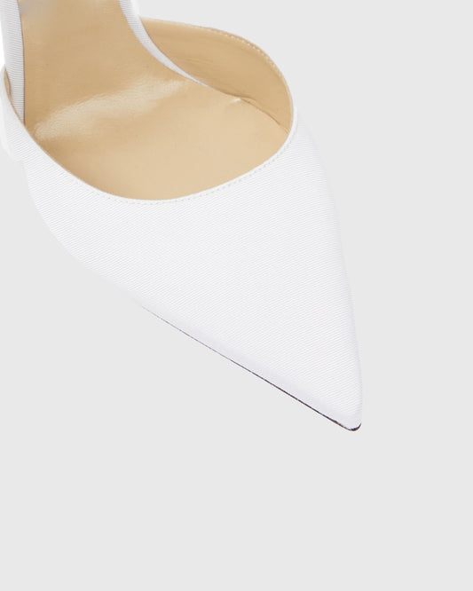 Fabrizia Bow Embellished Strap Pumps In White