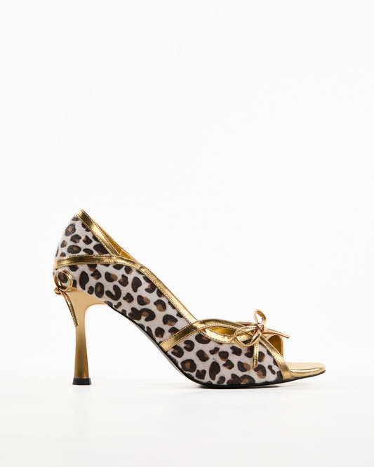 Fadel Vintage Leopard Print Open Toe Pumps