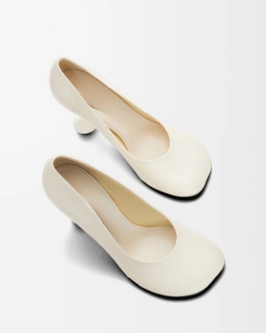 Fausta Leather Sculptural Heels In White