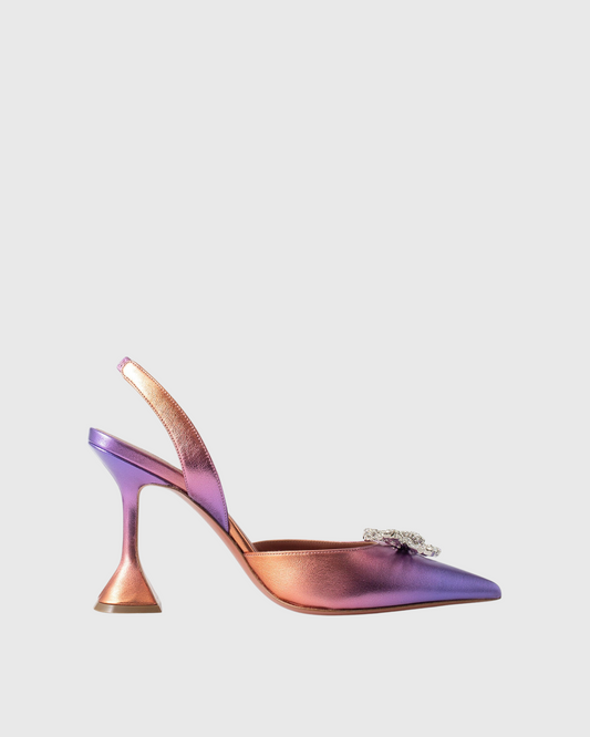 Fedora Crystal Bow Leather Slingback Pumps In Ombre