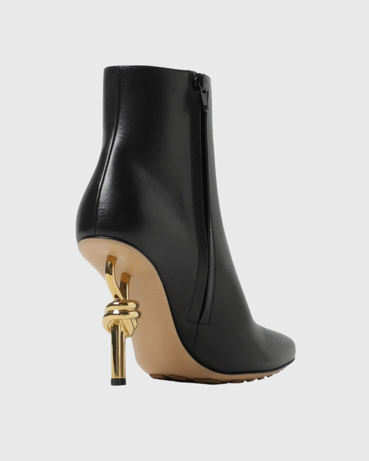 Fiamma Leather Metal Knot Ankle Boots In Black