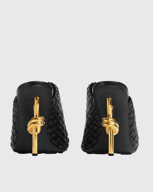 Fiamma Woven Metal Knot Mules In Black