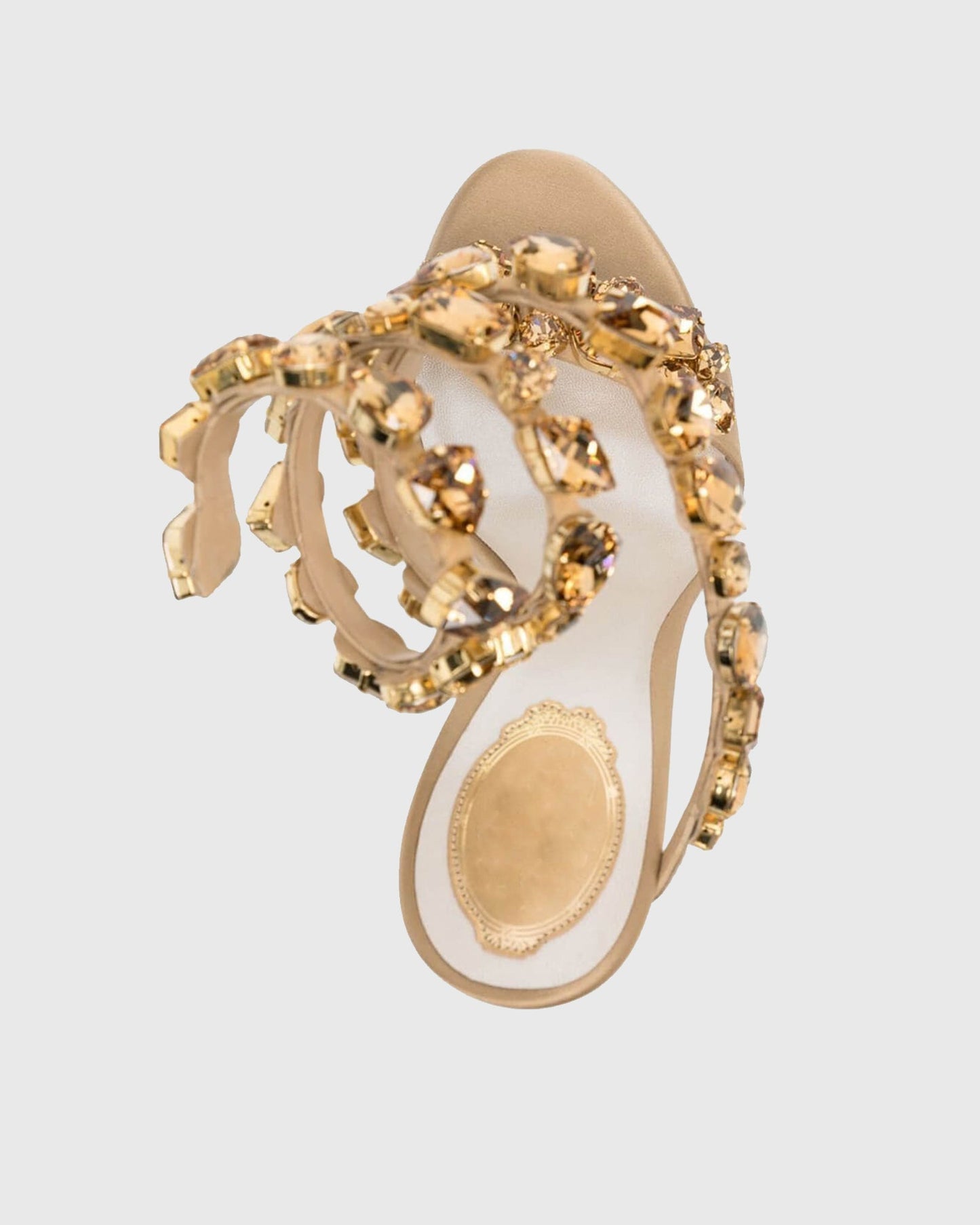 Filide Rhinestone Embellished Lace Up Sandals In Apricot