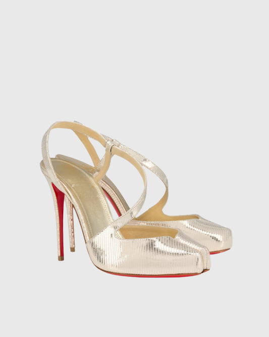 Fiore Texture Tabi Pumps In Gold