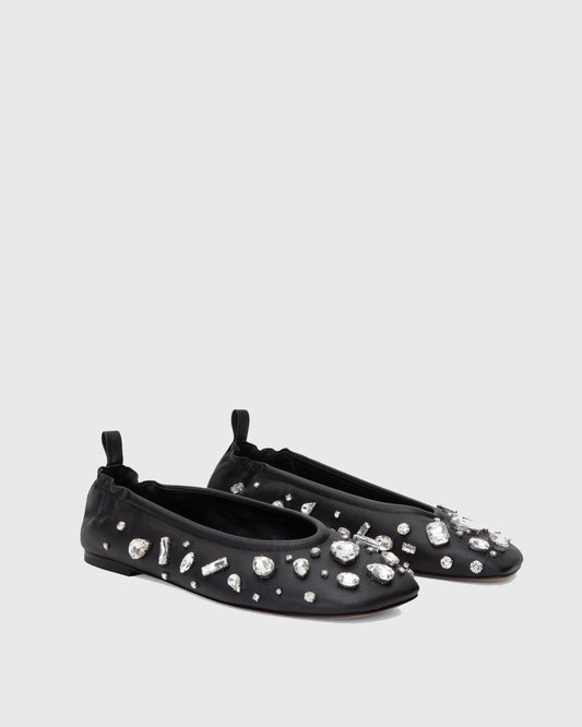 Gianna Rhinestone Ballet Flats In Black
