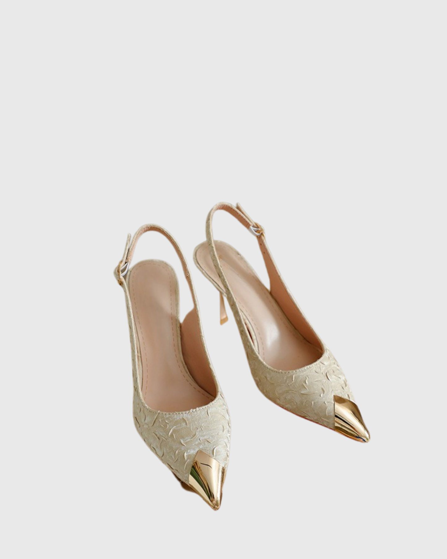 Helen Embossed Satin Slingback Pumps In Natural