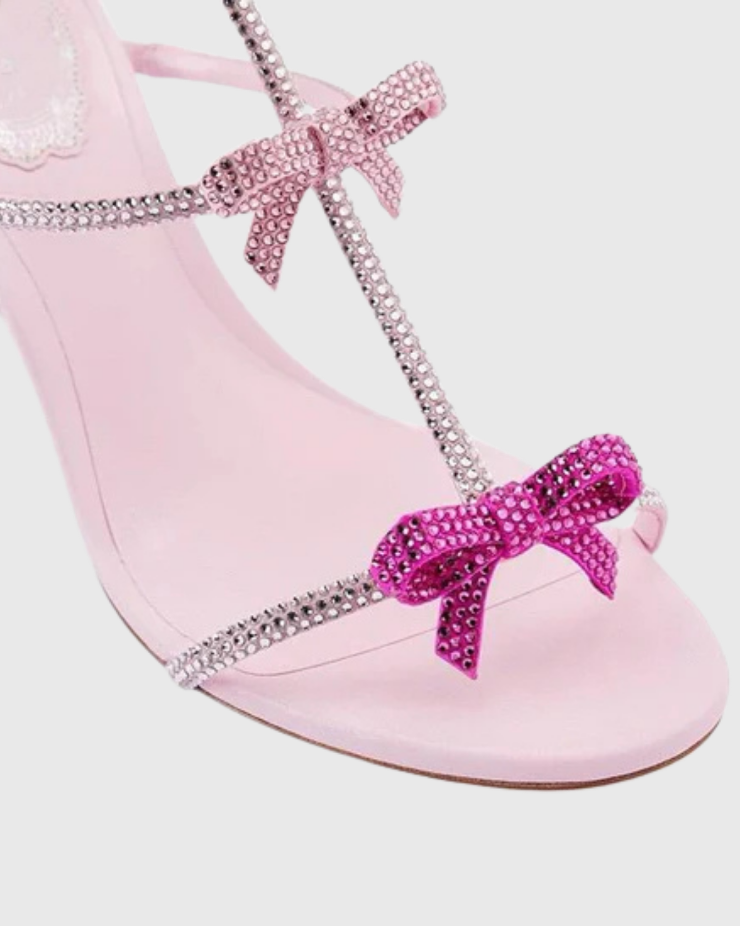 Ilaria Rhinestone Bow Strap Sandals In Pink