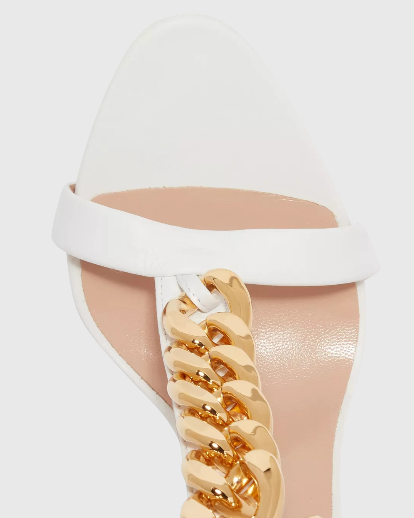 Iolanda T Strap Metal Chain Sandals In White