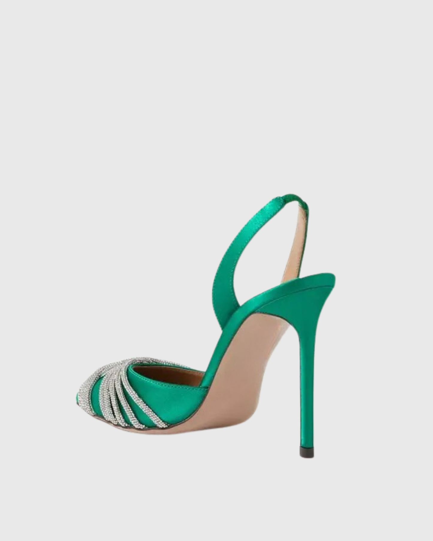 Italia Rhinestone Woven Satin Pumps In Green