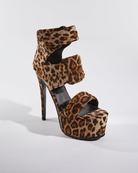 Ivy Leopard Print Strap Platform Sandals