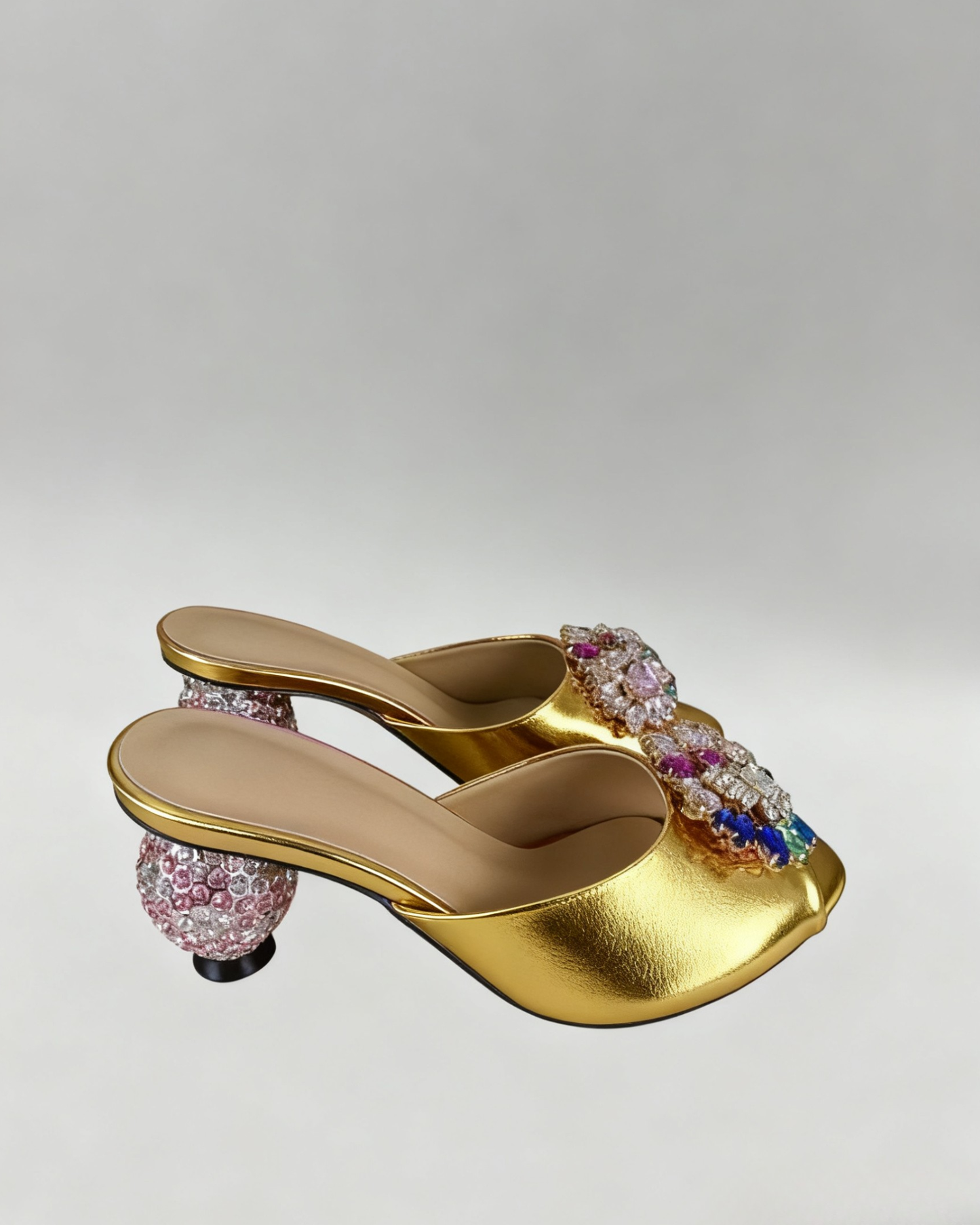 Jewel Ball Slippers In Gold