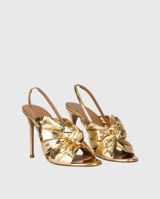 Jiana Ruch Metallic Bow Slingback Sandals In Gold