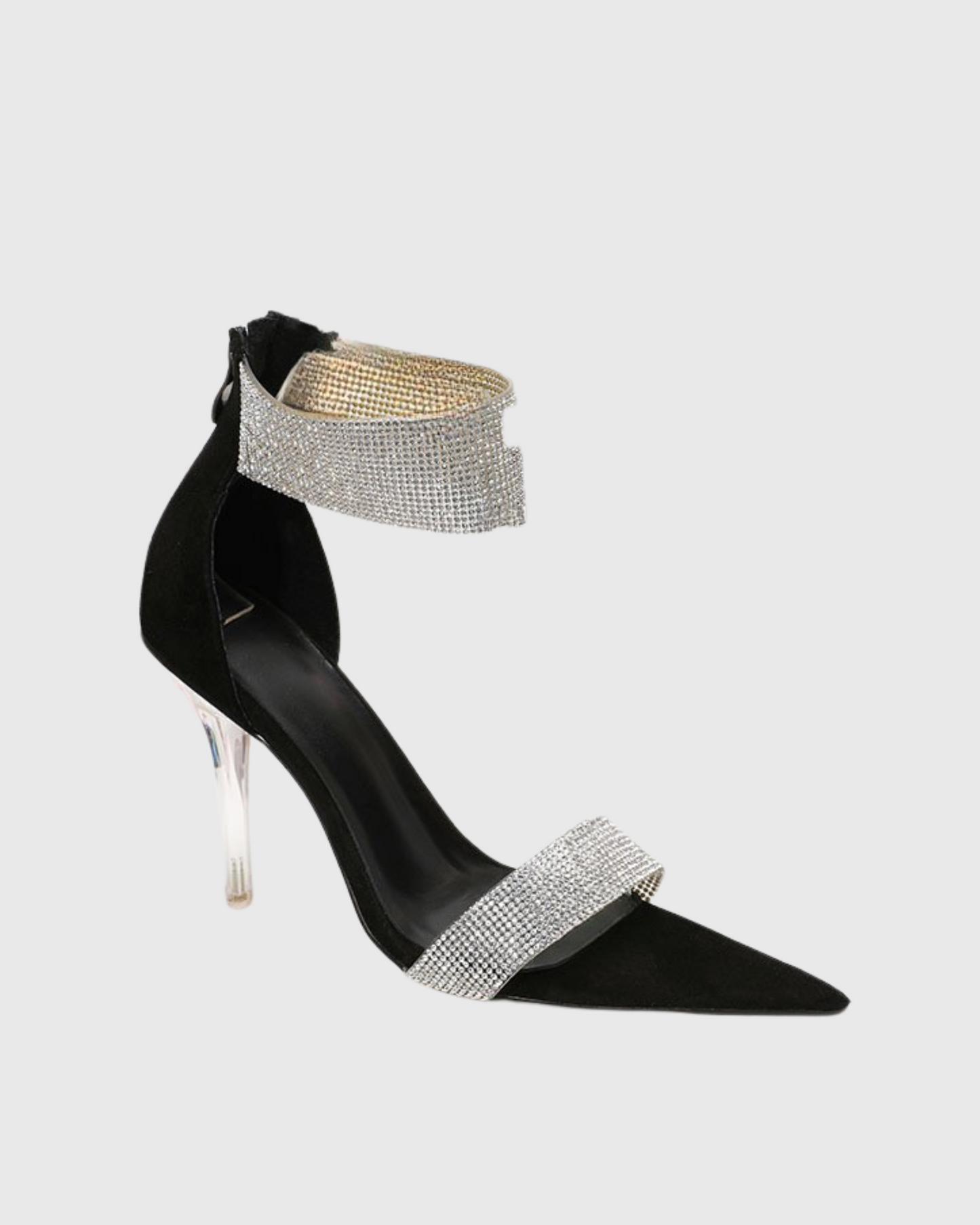 June Rhinestone Strap Sandals In Black