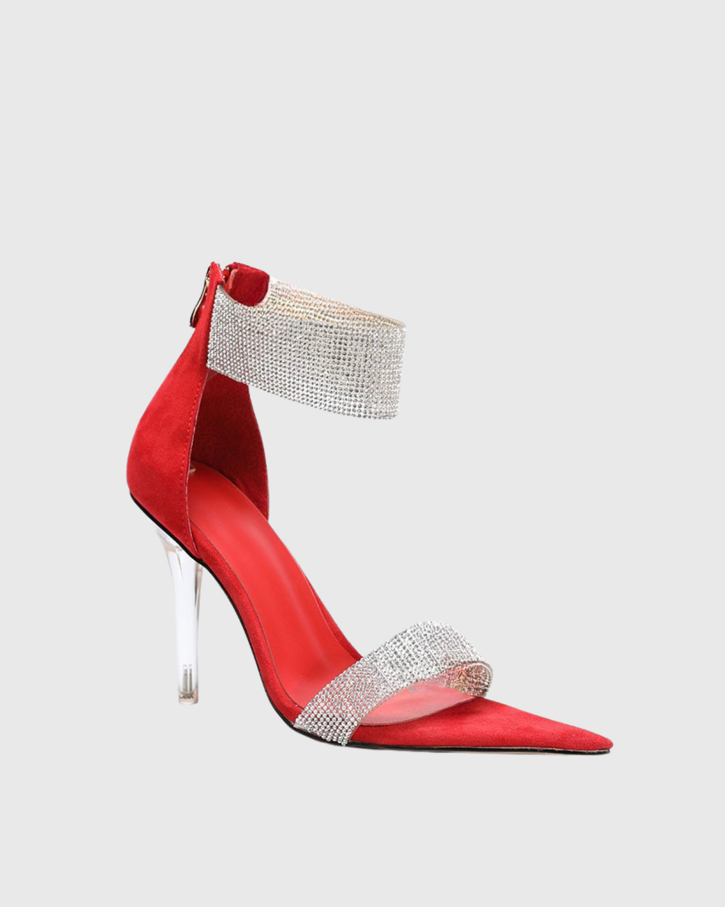 June Rhinestone Strap Sandals In Red