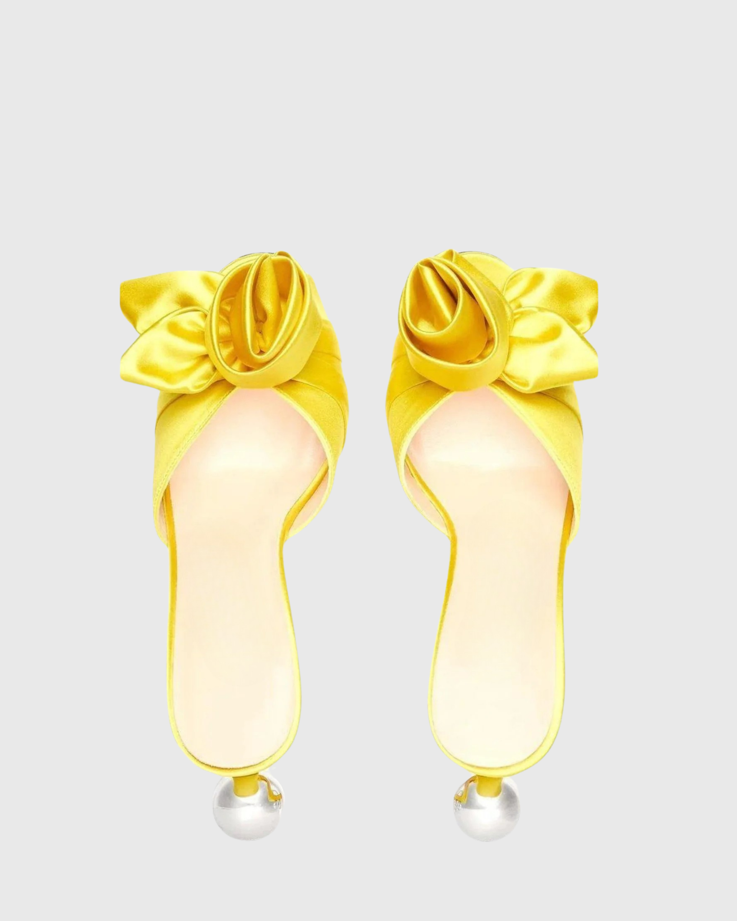 Keily Satin Flower Mules In Yellow