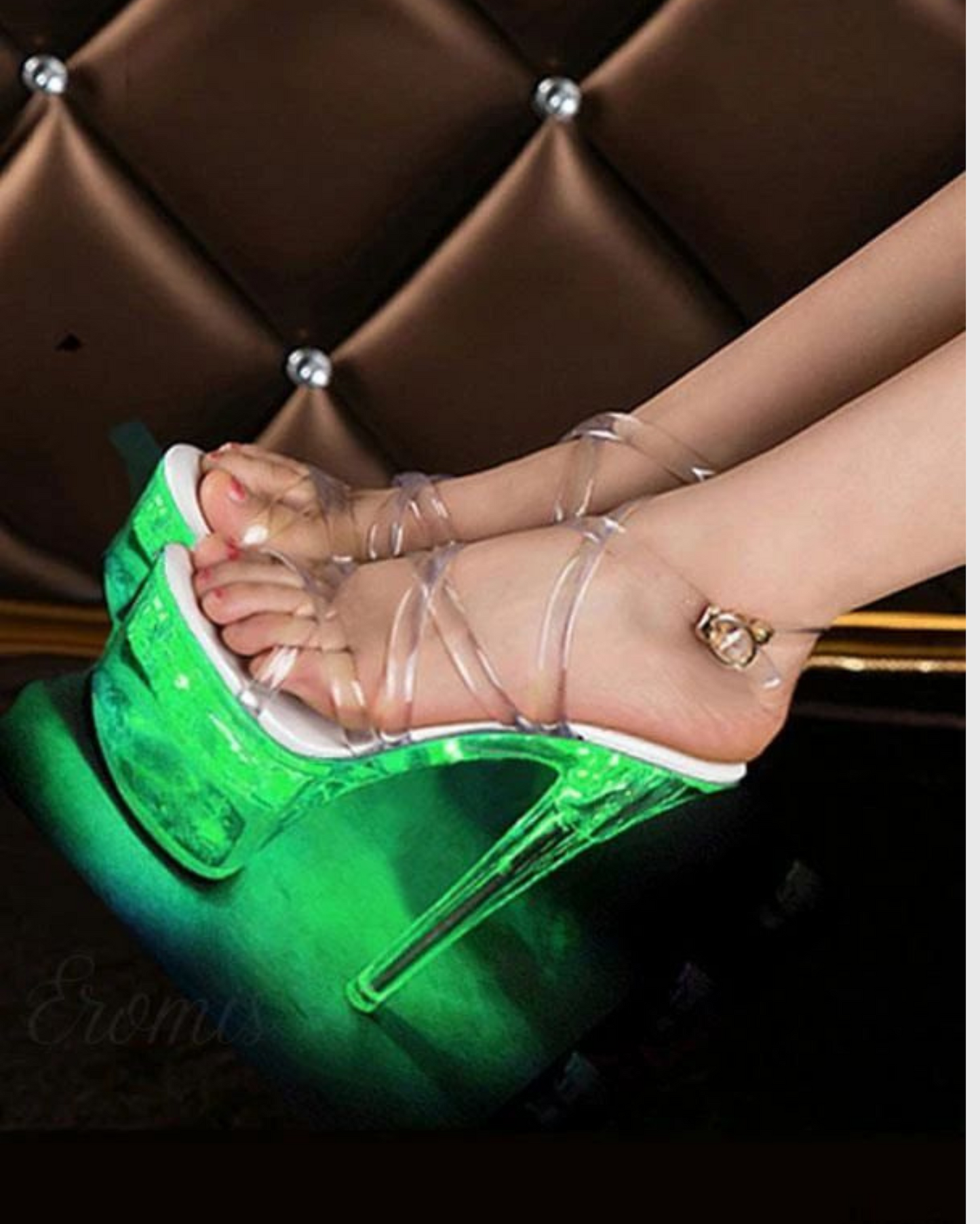 Kori LED Platform Strap Sandals In Green