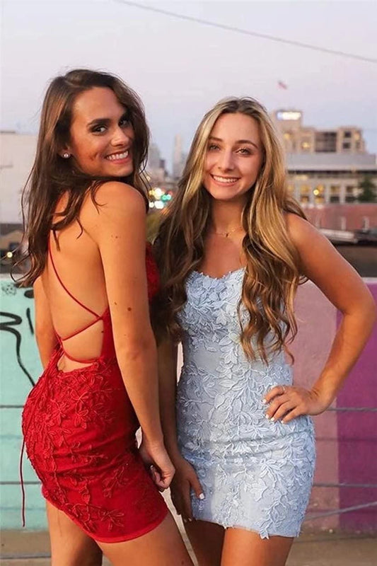 PM238,Lace Tight Homecoming Dresses,Bodycon Applique Homecoming Dress